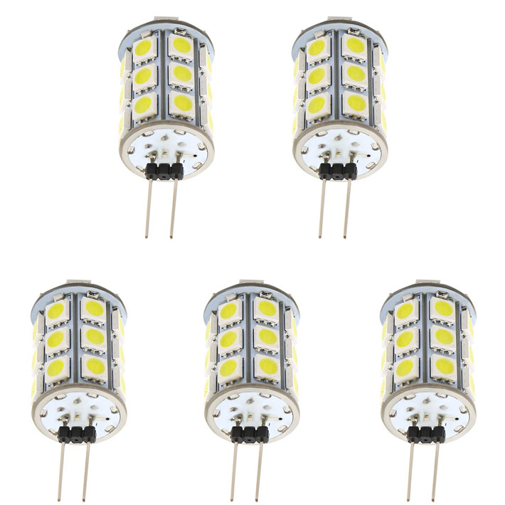 AC10-18V/DC10-30V, Back-Pin Tower T3 JC G4 LED Bulb, 4.8 Watts, 30-35W Equivalent, 5-Pack